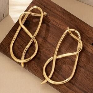 Gold Curved Stud Earrings